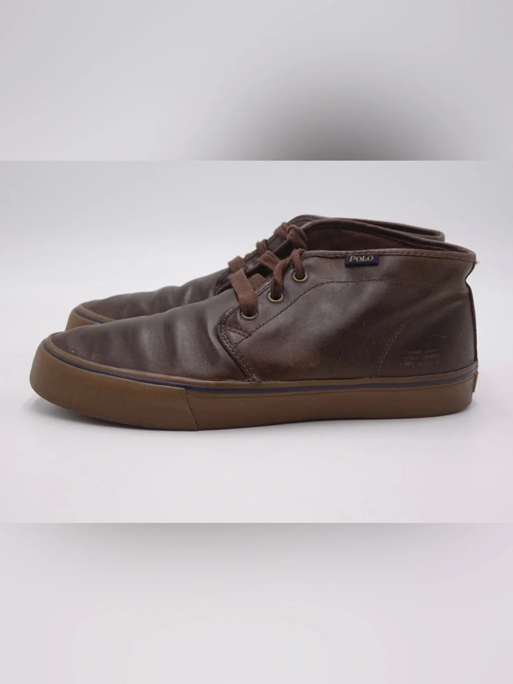 Polo by Ralph Lauren Brown Leather Chukka Sneakers Mens Sz 9.5